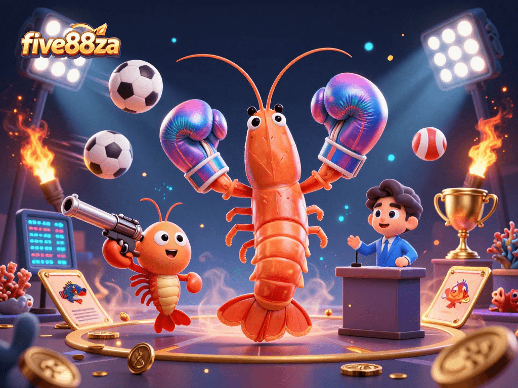 Experience the excitement of five88za as vibrant characters celebrate victories with dynamic sports elements and betting excitement.