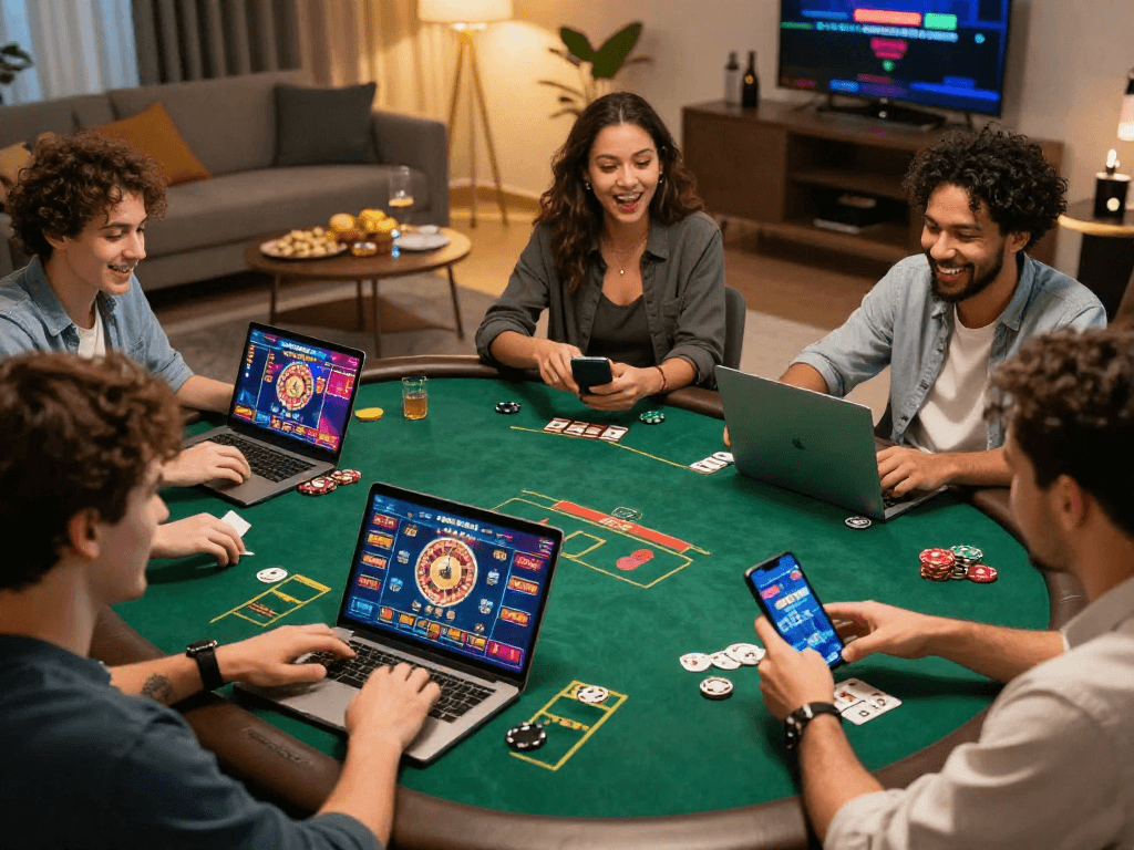 Les joueurs profitant de jeux de casino français en ligne dans un cadre convivial et moderne.