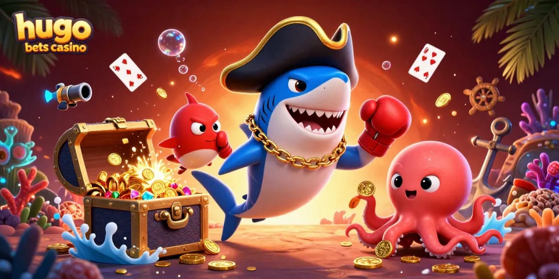Engage with hugo bets casino in this vibrant 3D scene featuring characters and dynamic elements.