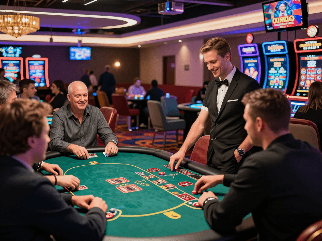 Un casino en ligne sans wager animant une expérience de jeu dynamique avec joueurs engagés.