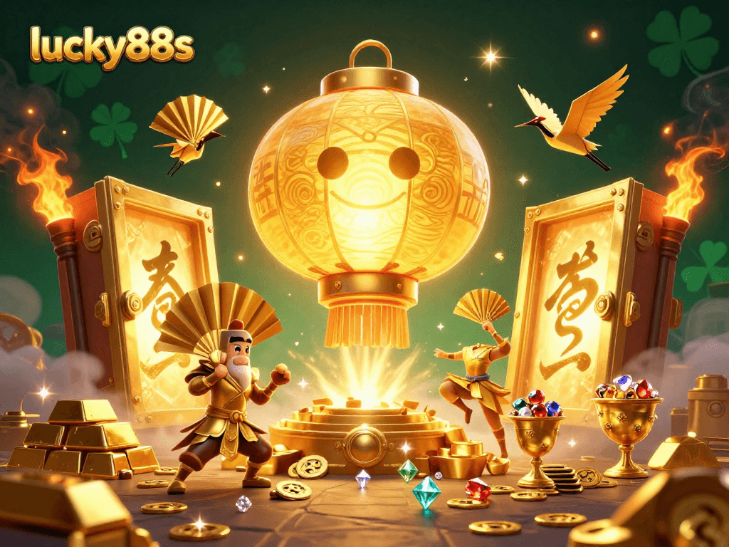 Witness the vibrant action of lucky88s as you explore a golden treasure-filled casino scene.
