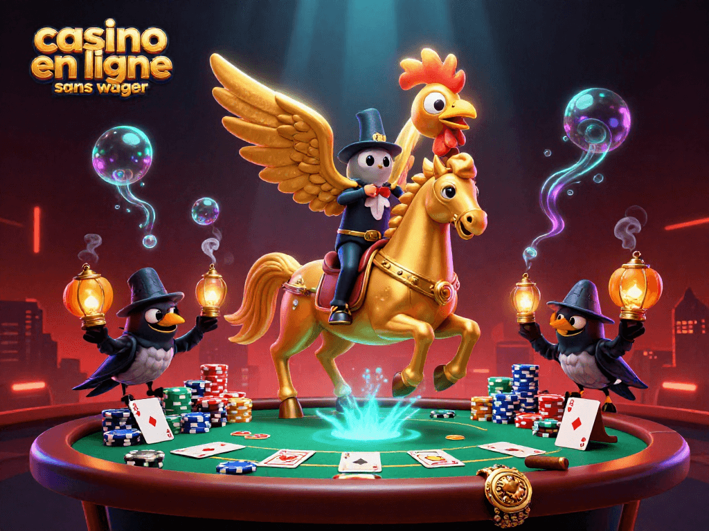 Jouez au casino en ligne sans wager avec notre poulet doré dans une ambiance de casino éclatante.