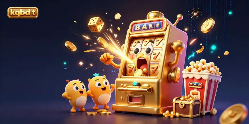 Experience excitement with kqbd t as the golden slot machine celebrates a jackpot, surrounded by cheering baby slots.