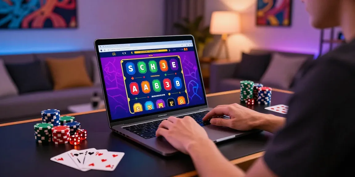 Personne jouant sur le meilleur casino en ligne France avec des jetons et des cartes, dans un cadre moderne.