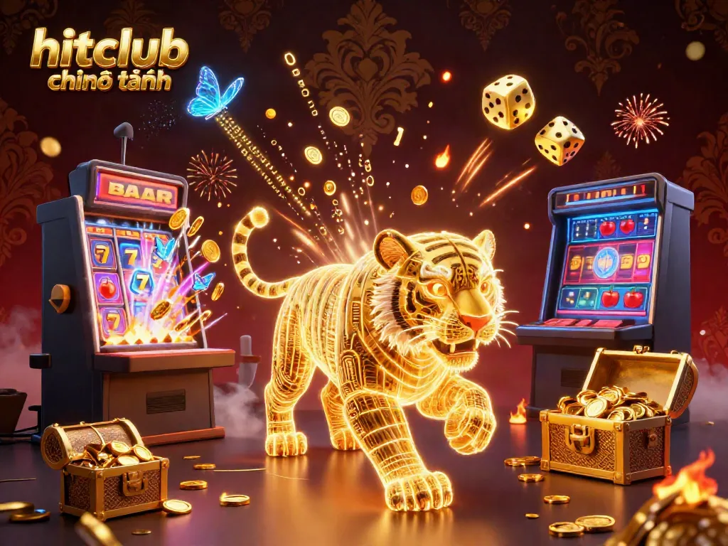 Experience hitclub chính hãng with a vibrant digital casino showcasing engaging characters, slot machines, and jackpots.