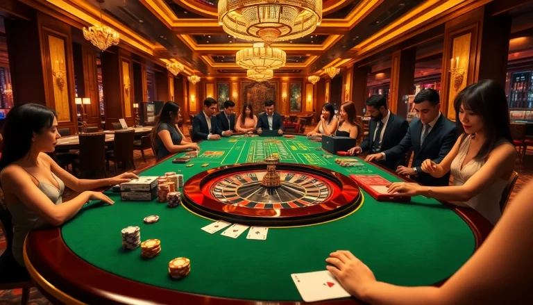 UU88 players engaging in an exciting game at a luxurious casino table.