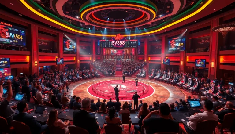 Experience live cockfighting at SV388 with vibrant betting action and a thrilling casino atmosphere.