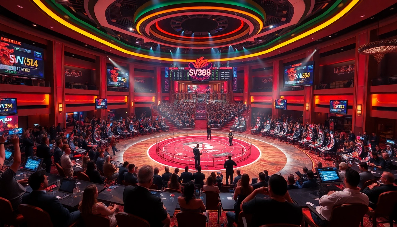 Experience live cockfighting at SV388 with vibrant betting action and a thrilling casino atmosphere.