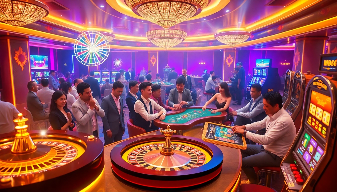 MB66 interface showcasing vibrant online gambling excitement and luxurious casino elements.