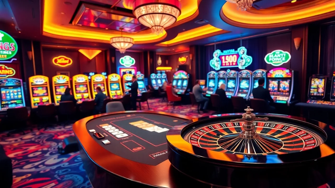 Experience excitement at a lavish casino with players at the hay88 poker table.