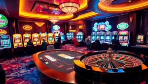 Experience excitement at a lavish casino with players at the hay88 poker table.