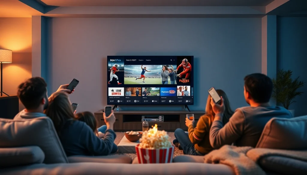 Iron TV Pro streaming service displayed on a modern TV in a cozy family living room.