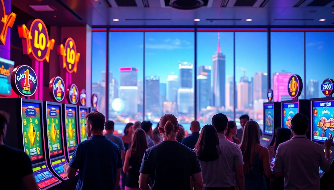 Joueurs enthousiastes découvrant les crypto casinos dans un environnement numérique animé.