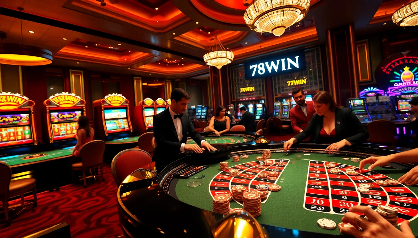 Engage in thrilling gaming at 78WIN with vibrant tables, elegant players, and immersive gambling experiences.