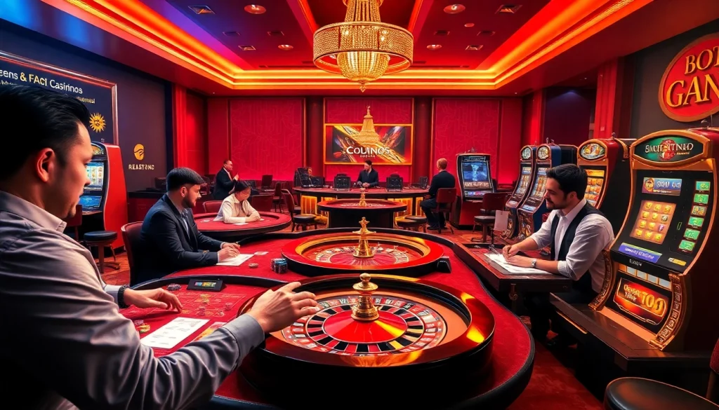 Players enjoying a captivating online casino experience at u888 com, featuring vibrant tables, chips, and a roulette wheel.