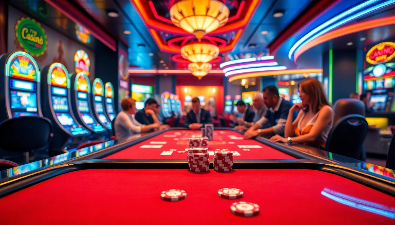 Vibrant atmosphere in a casino en ligne fiable with enthusiastic players enjoying the game.