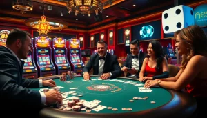 Experience high-stakes excitement at https://8kbet.hair/, featuring vibrant casino tables and engaging players.