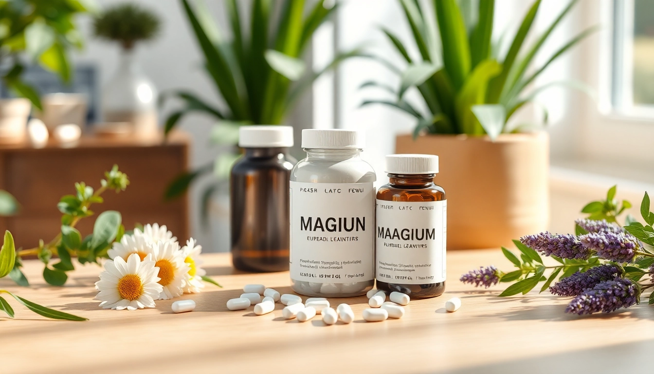 Showcasing Best Magnesium for Anxiety supplements with natural herbs for a calming effect.