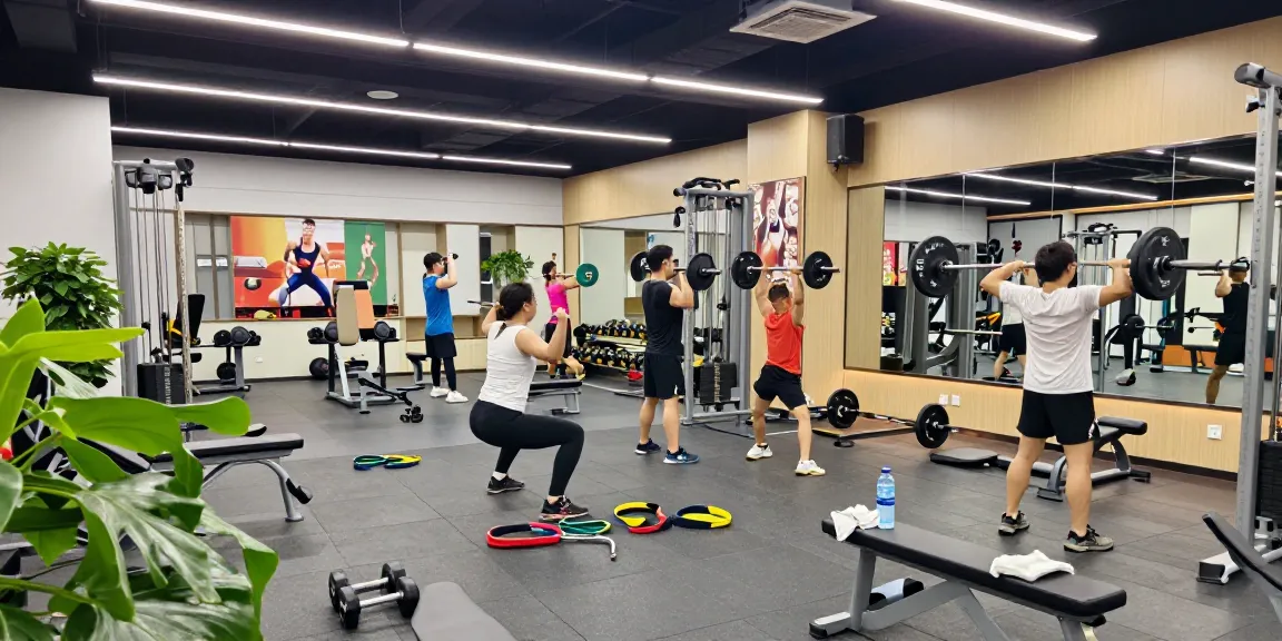 Athlète à Steroide Boutique s'entraînant avec des haltères dans un gymnase moderne
